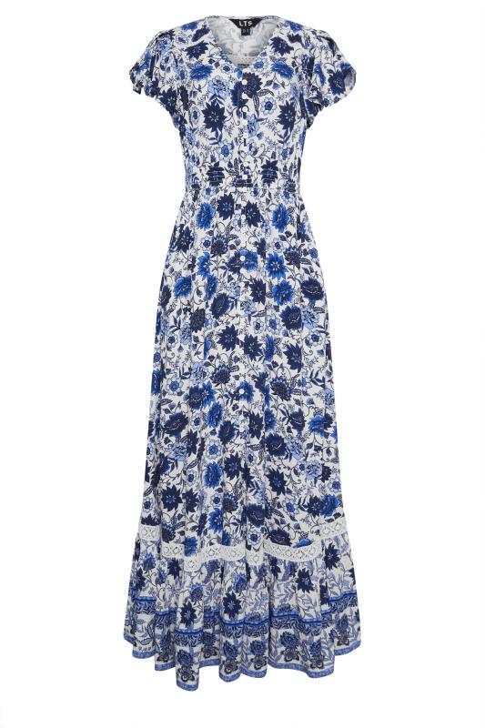 LTS Tall Women's Blue Floral Print Front Split Maxi Dress | Long Tall Sally  5