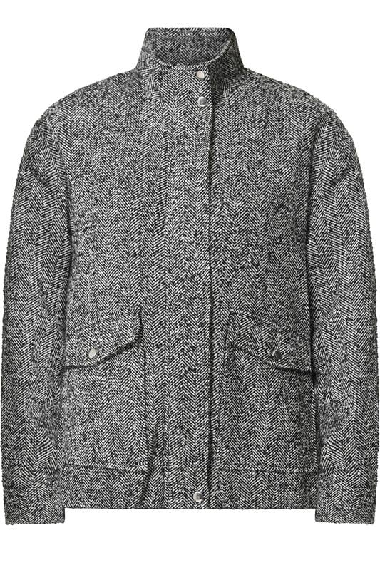 LTS Tall Women's Black Herringbone Funnel Neck Jacket | Long Tall Sally 5