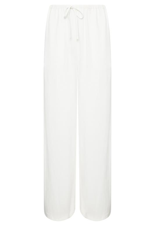 LTS Tall Women's White Linen Wide Leg Linen Look Trousers | Long Tall Sally 4