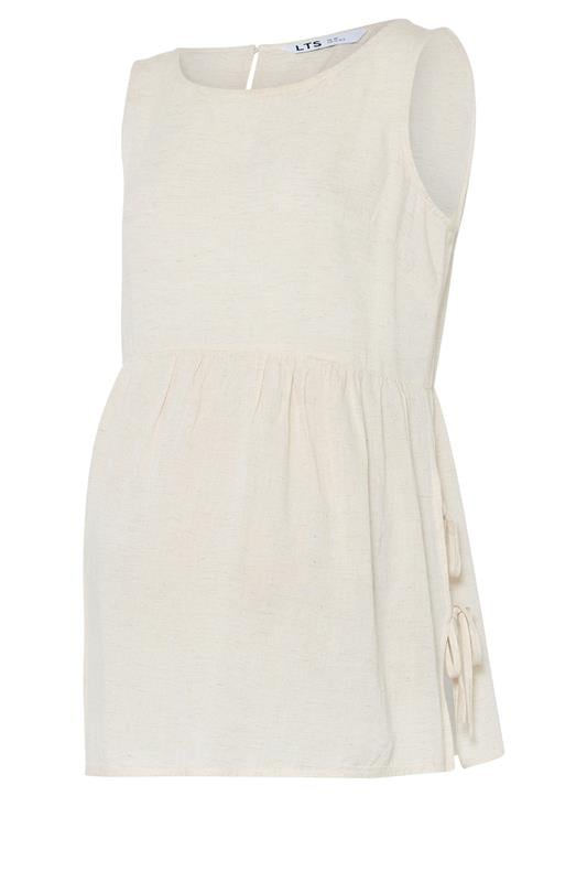 LTS Tall Women's Maternity Cream Tie Side Linen Peplum Top | Long Tall Sally 5