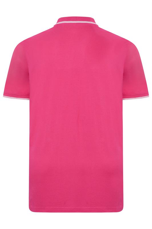 BadRhino Big & Tall Pink & White Tipped Polo Shirt | BadRhino 2