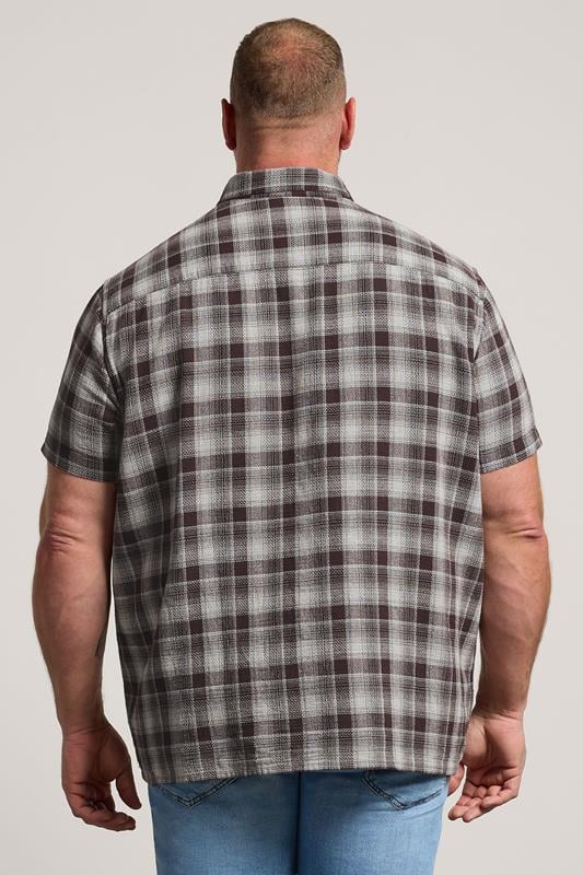 BadRhino Big & Tall Brown Check Stripe Short Sleeve Shirt | BadRhino 2