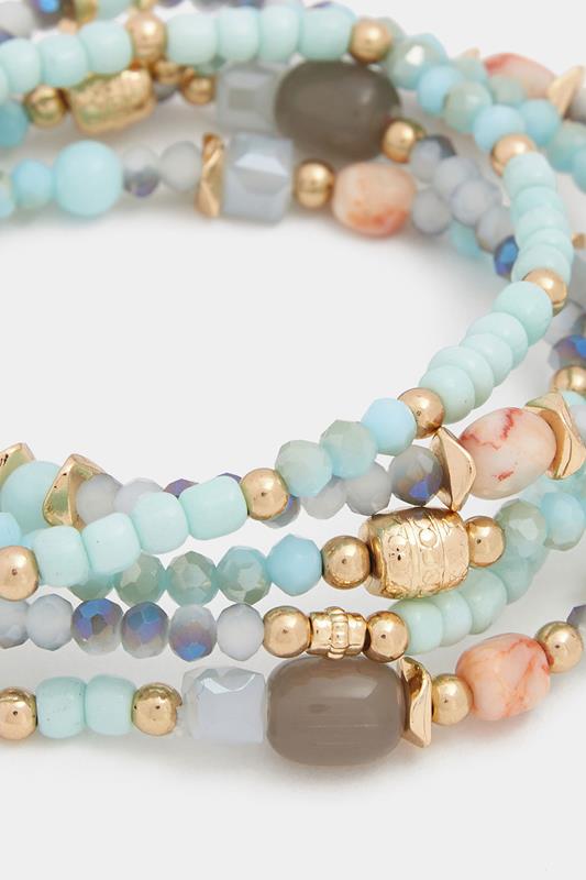 YOURSET 5 PACK Gold Tone Beaded Stretch Bracelet Set | Yours Clothing 2