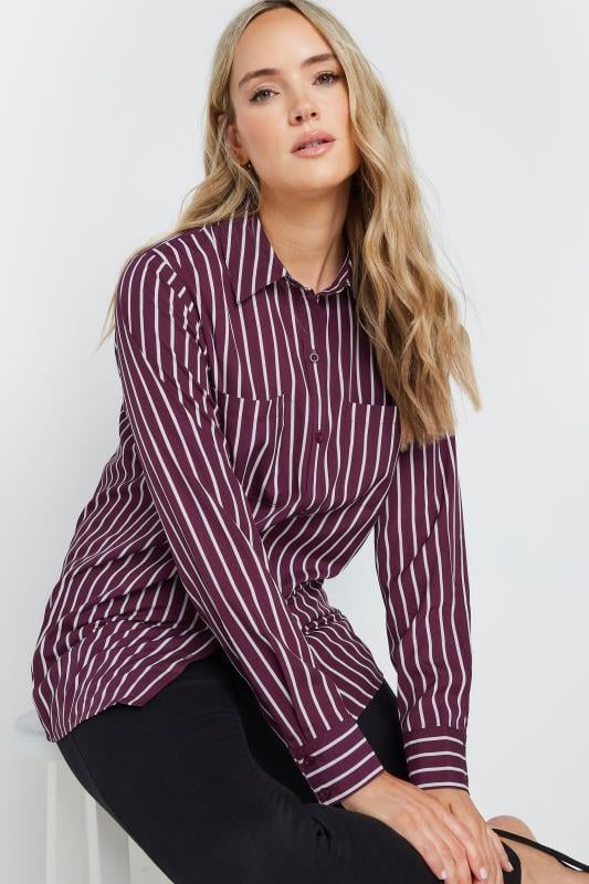 LTS Tall Burgundy Red Striped Long Sleeve Shirt | Long Tall Sally 5