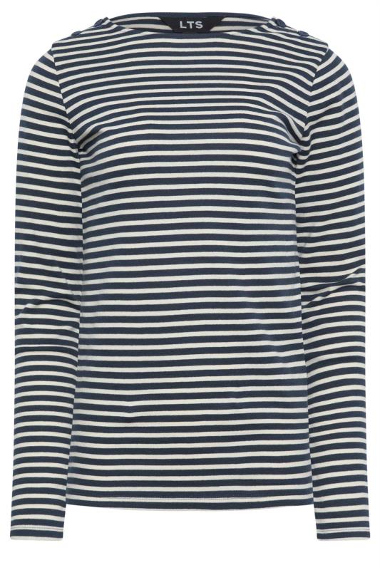 LTS Tall Women's Navy Blue Stripe Print Button T-Shirt | Long Tall Sally  5