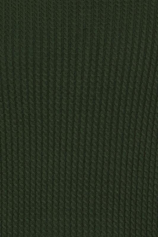 BadRhino Big & Tall Dark Green Cable Knit Mock Shirt Jumper | BadRhino 7