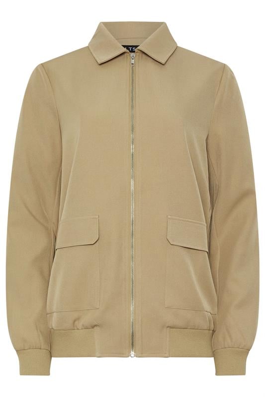 LTS Tall Stone Brown Pocket Bomber Jacket | Long Tall Sally 1