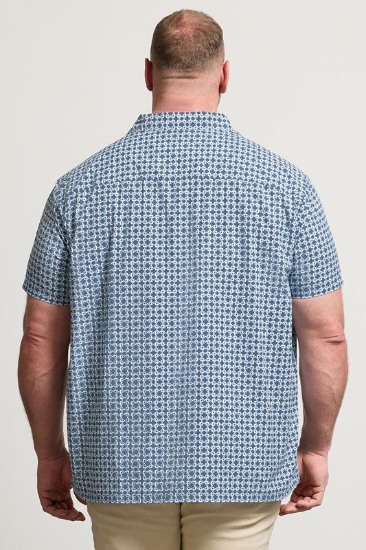 BadRhino Big & Tall Blue Geometric Poplin Shirt | BadRhino 4