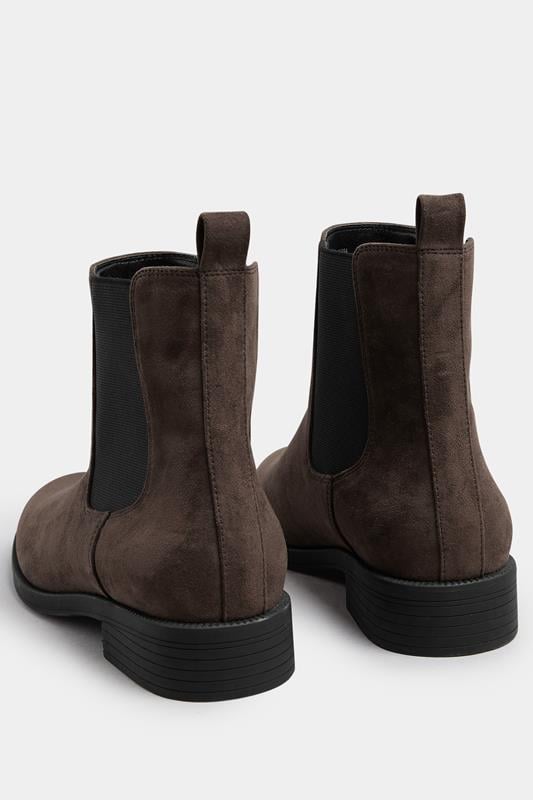 LTS Chocolate Brown Faux Suede Chelsea Ankle Boots In Standard Fit | Long Tall Sally 4