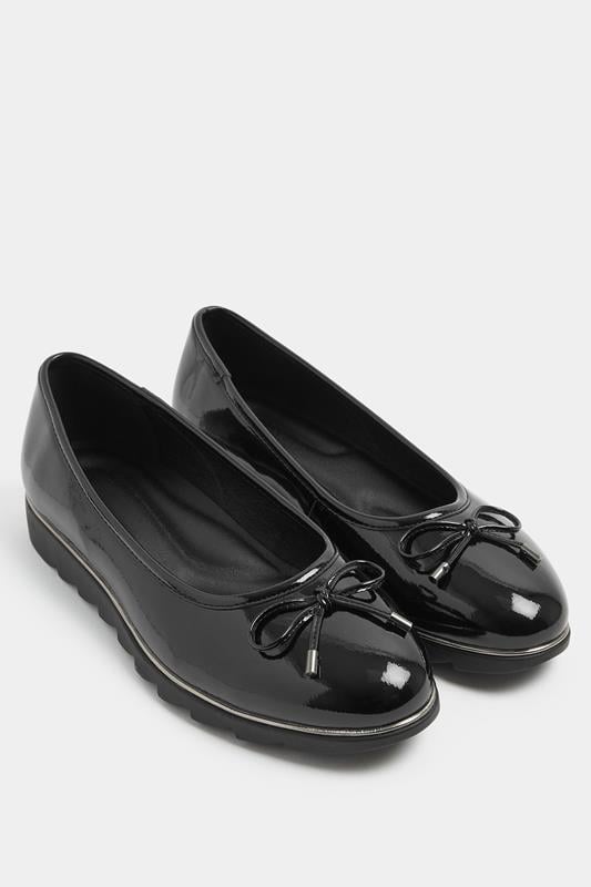 Black Patent Ballet Pumps In Wide E Fit | Yours Clothing 2
