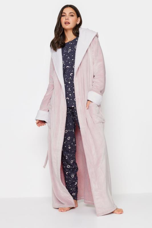 LTS Tall Light Pink Hooded Maxi Dressing Gown | Long Tall Sally  2
