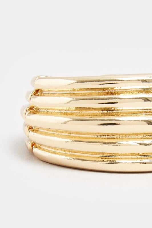 Gold Tone Layered Stretch Statement Ring 3