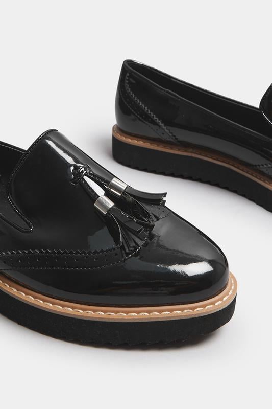 LTS Black Patent Tassel Slip-On Loafers In Standard Fit | Long Tall Sally 4