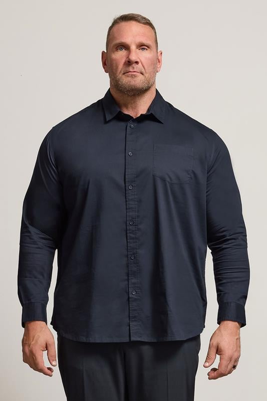 BadRhino Big & Tall Navy Blue Stretch Long Sleeve Shirt