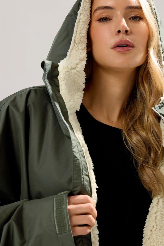 LTS Tall Khaki Green Waterproof Fleece Lined Robe | Long Tall Sally 4