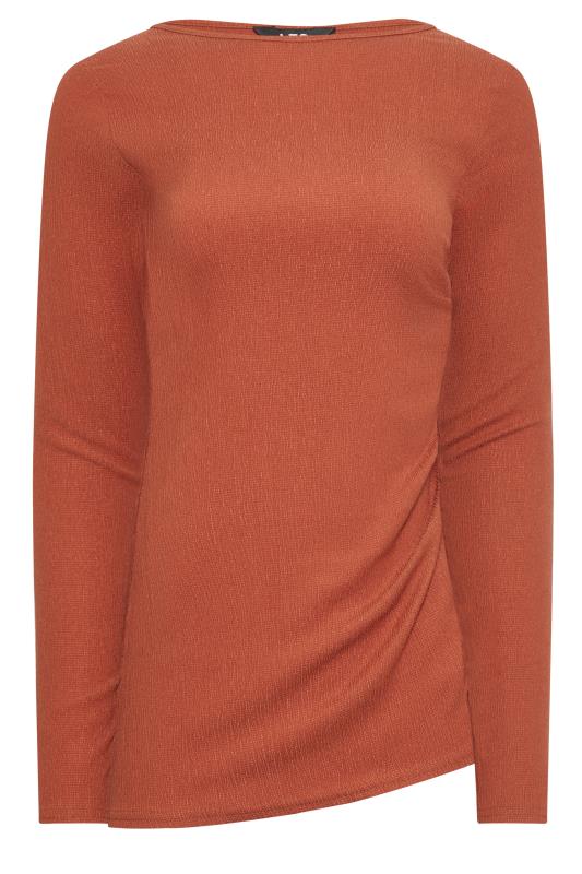 LTS Tall Dark Orange Ruched Long Sleeve Top | Long Tall Sally  5