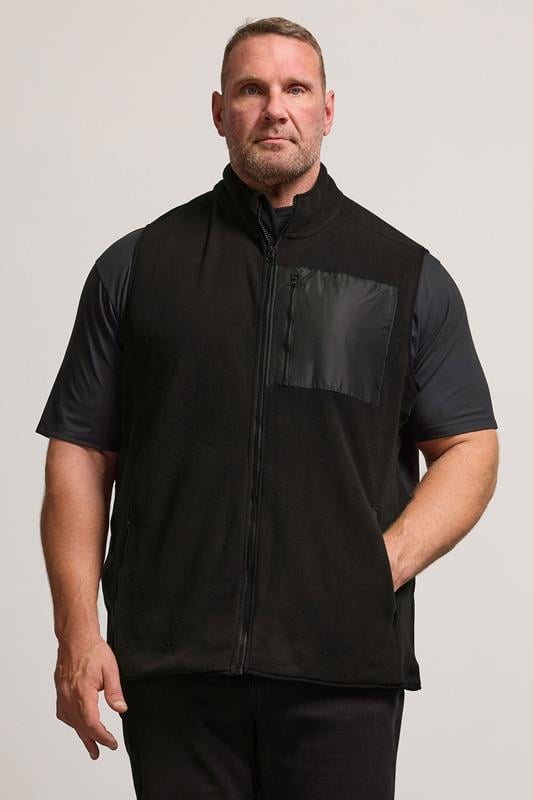 BadRhino Big & Tall Black Fleece Pocket Gilet