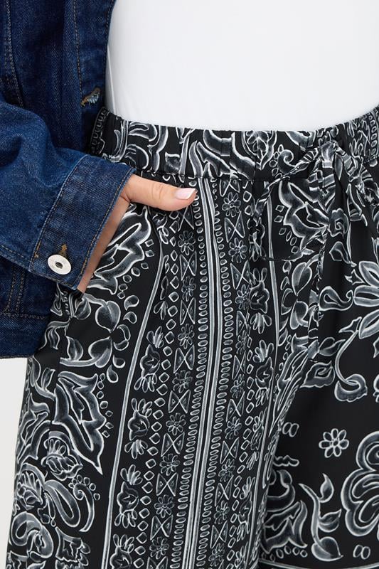 LTS Tall Black Paisley Wide Leg Trousers | Long Tall Sally 4