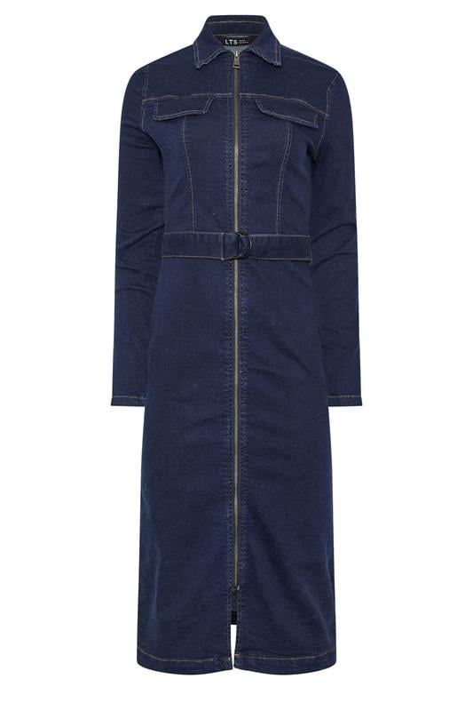 Tall  LTS Tall Dark Blue Zip Through Denim Midi Dress
