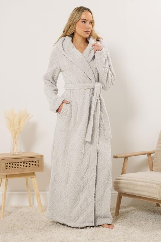 LTS Tall Natural Brown Cable Maxi Dressing Gown | Long Tall Sally  2