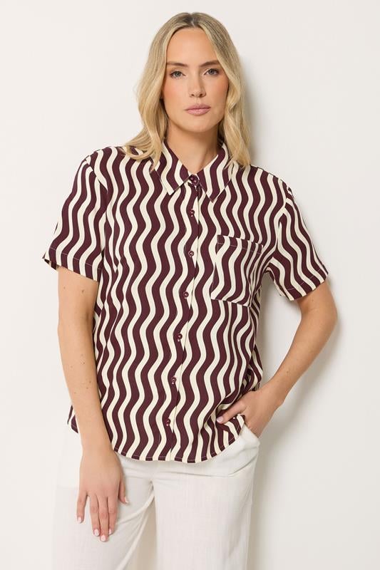 LTS Tall Women's Burgundy Red Wavy Print Shirt | Long Tall Sally 1