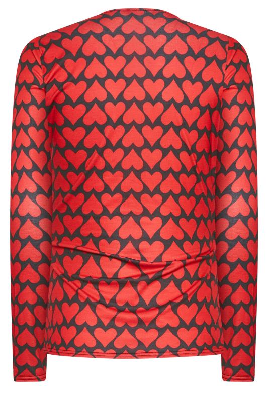 LTS Tall Red Heart Print Long Sleeve Wrap Top | Long Tall Sally 7