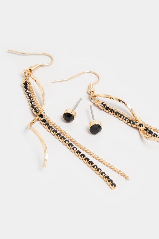 2 PACK Gold Tone Twisted Tassle & Stud Earring Set | Yours Clothing 4