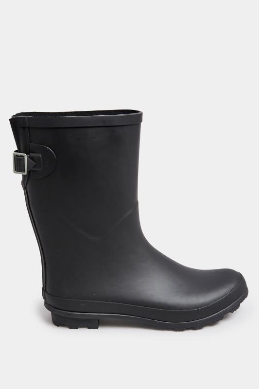 Black Mid Calf Wellies In Wide E Fit | Yours Clothing 3