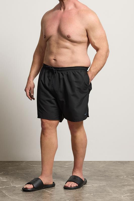 BadRhino Big & Tall Black Plain Swim Shorts