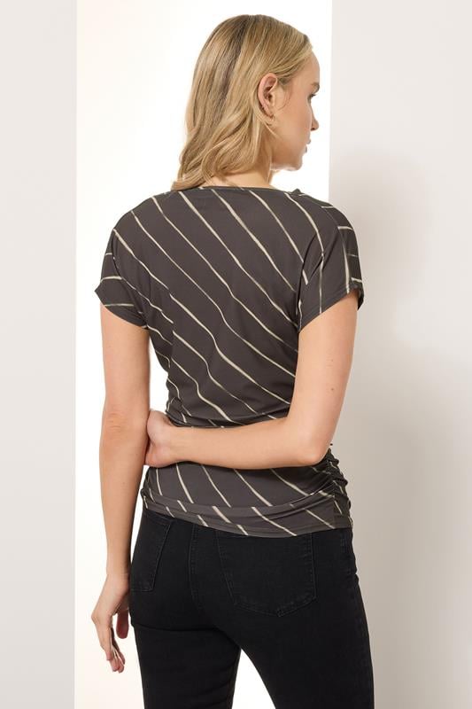 LTS Tall Chocolate Brown Striped Cowl Neck Top | Long Tall Sally 3