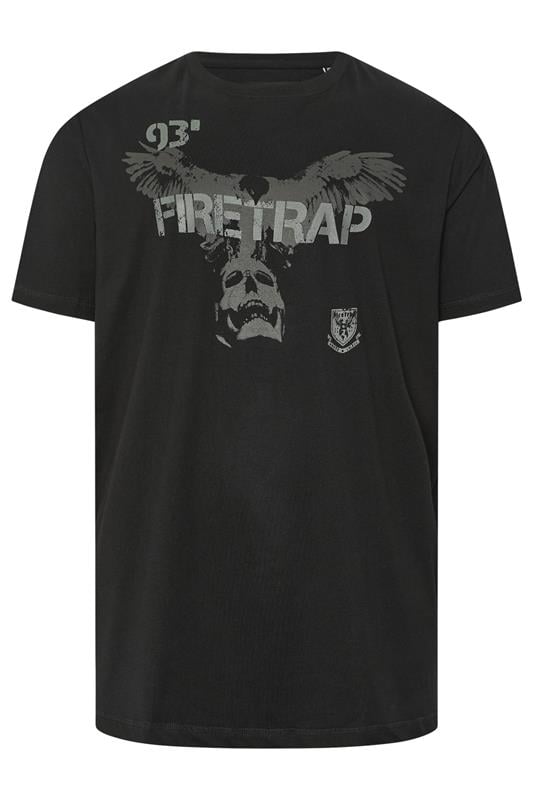 FIRETRAP Big & Tall Black Hawke Print T-Shirt | BadRhino 1