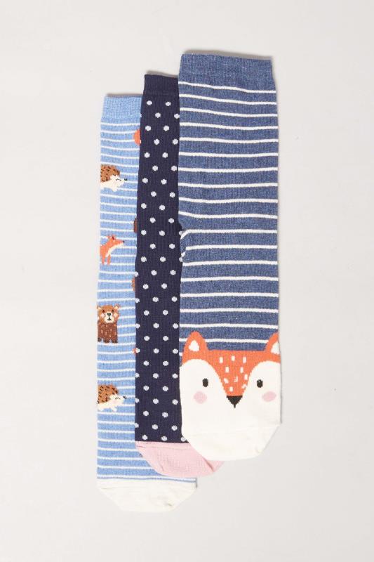 LTS 3 PACK Blue Woodland Animal Ankle Socks | Long Tall Sally 2