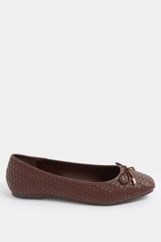 LTS Chocolate Brown Woven Ballerina Pumps In Standard Fit | Long Tall Sally 4