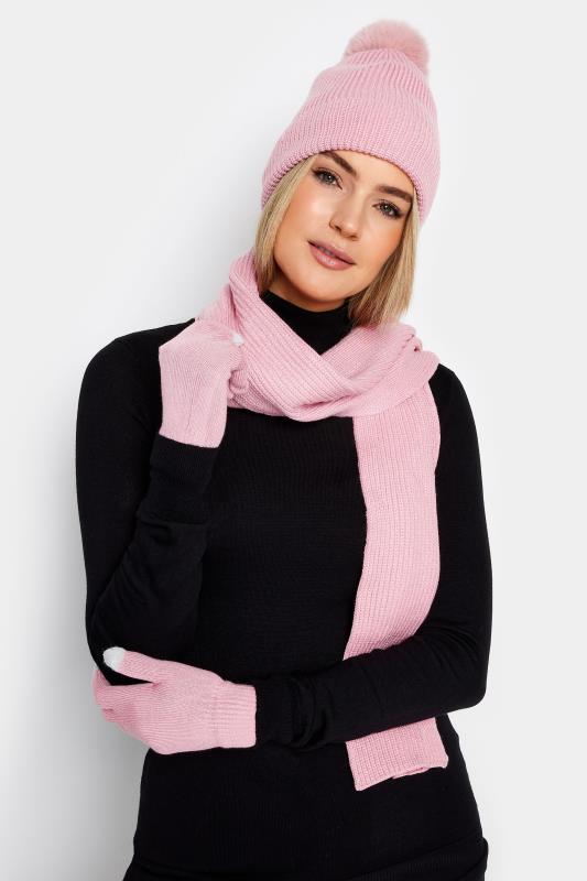 Plus Size  Yours Pink Scarf Hat & Gloves Set