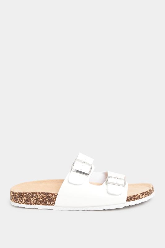 LTS White Buckle Strap Footbed Sandals In Standard Fit | Long Tall Sally  3