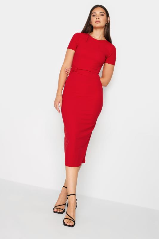 LTS Tall Red Twist Midi Dress | Long Tall Sally  1