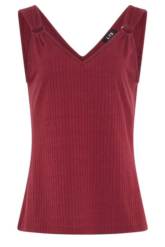 LTS Tall Dark Red Ribbed Vest Top | Long Tall Sally 5