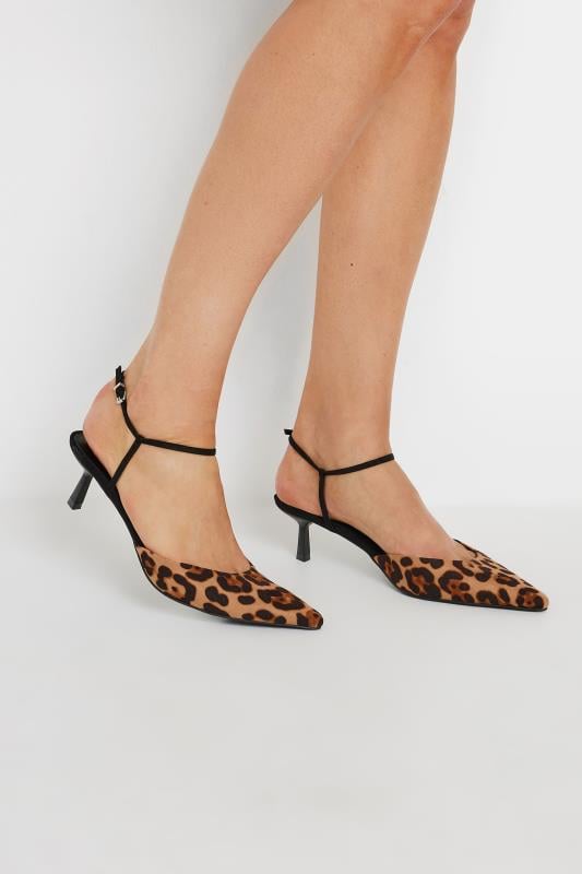 LTS Brown Leopard Print Ankle Strap Kitten Heels In Standard Fit Long Tall Sally