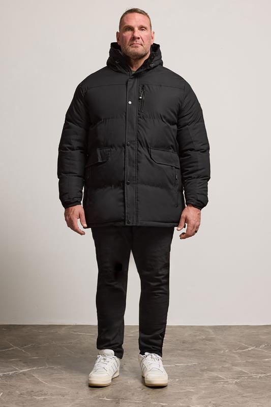 D555 Big & Tall Black Quilted Padded Jacket | BadRhino 3