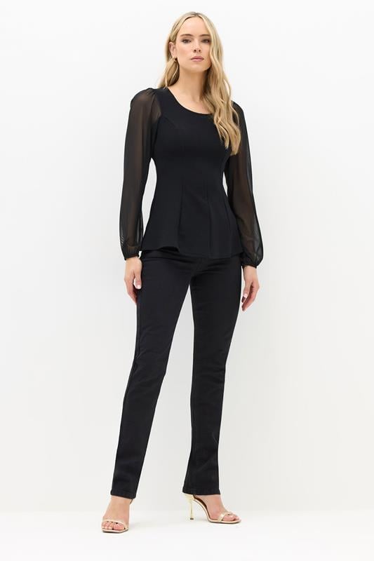 LTS Tall Black Corset Body Mesh Blouse | Long Tall Sally 2