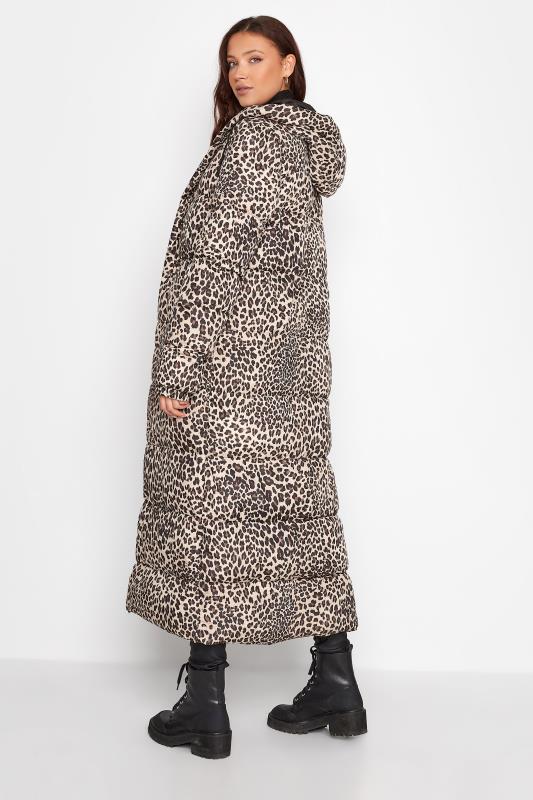 LTS Tall Womens Beige Brown Animal Print Longline Puffer Coat | Long Tall Sally 3