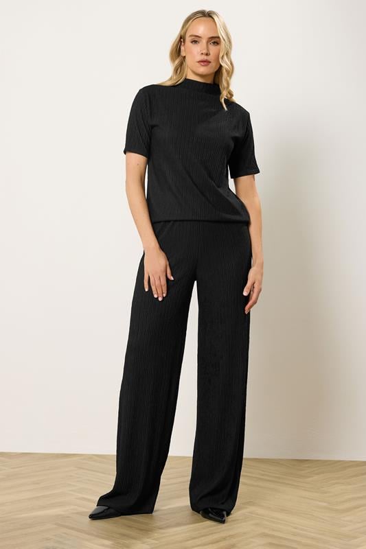 Tall  LTS Tall Black Textured Elasticated Waist Trousers