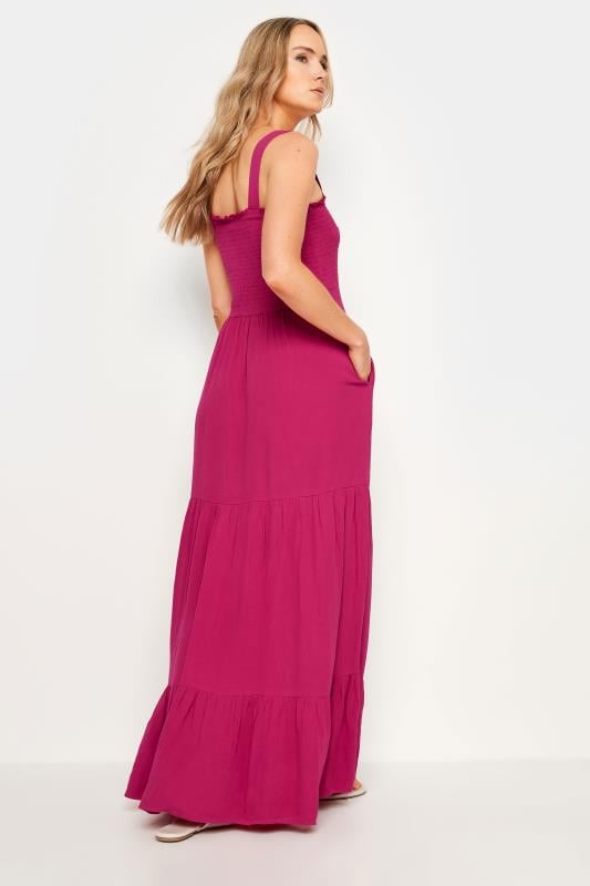 LTS Tall Pink Shirred Tiered Maxi Dress | Long Tall Sally 4