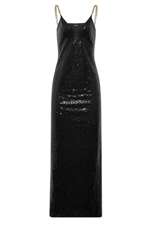 LTS Tall Women's Black Sequin Chain Strap Maxi Dress | Long Tall Sally 6