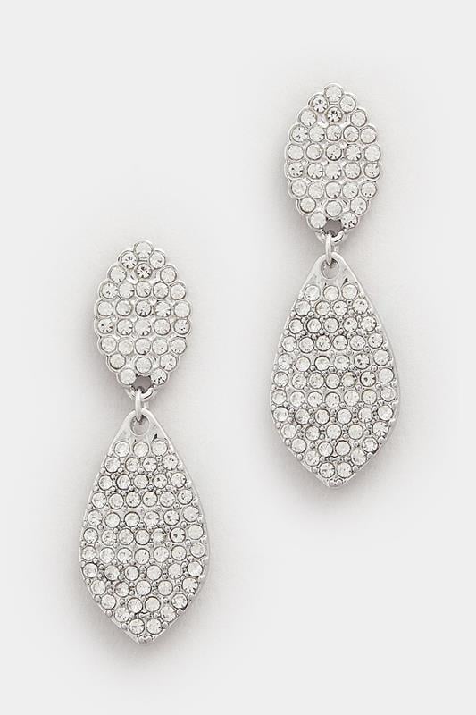 Silver Tone Diamante Double Drop Earrings | Yours Clothing 2