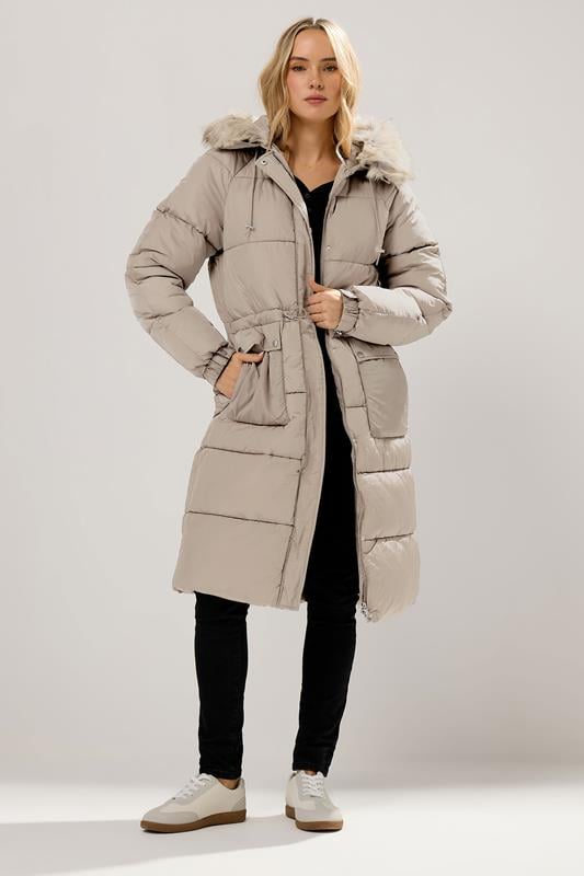 LTS Tall Natural Brown Padded Midi Coat | Long Tall Sally 2