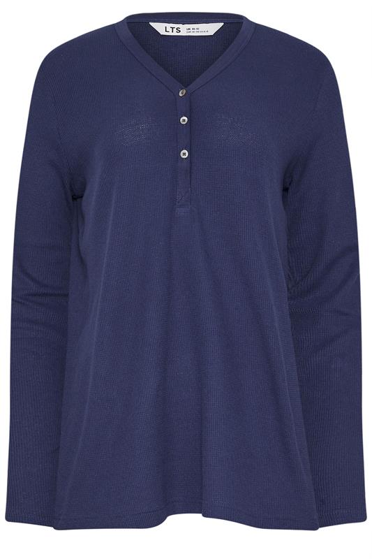 LTS Tall Blue Cotton Waffle Pyjama Top | Long Tall Sally 7