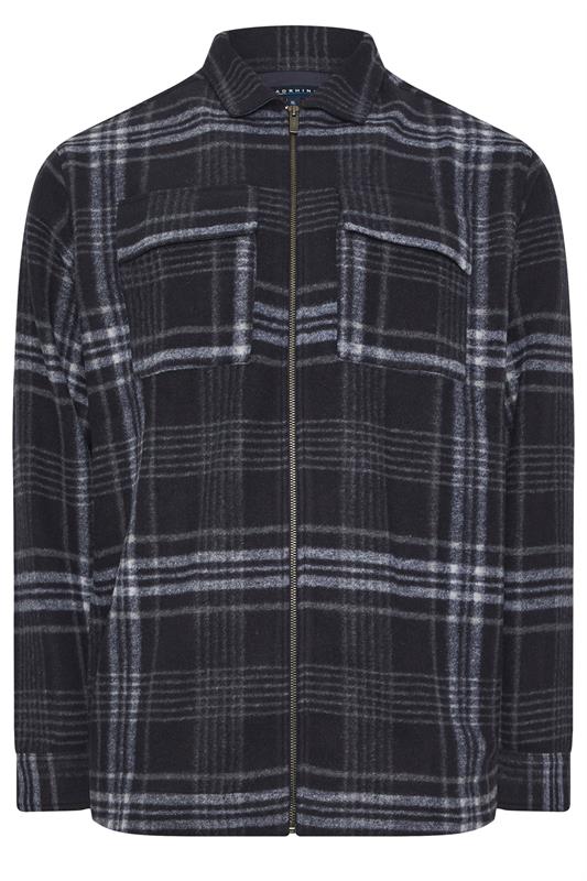 BadRhino Big & Tall Blue Check Print Zip Through Overshirt | BadRhino 5
