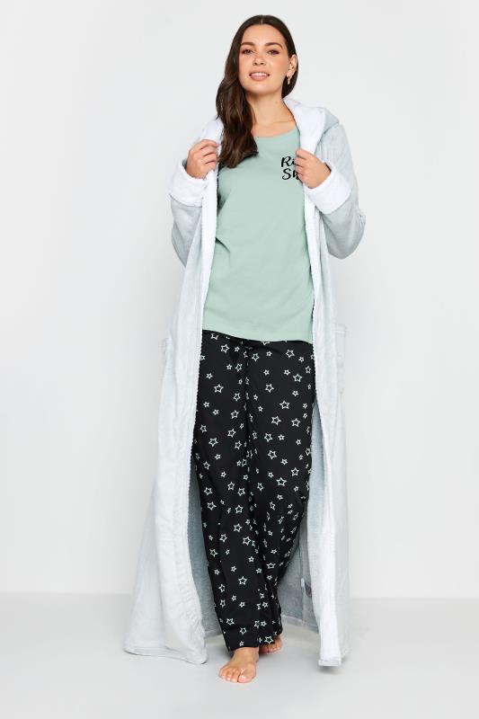 LTS Tall Womens Light Green 'Rise & Shine' Slogan Wide Leg Pyjama Set | Long Tall Sally 3