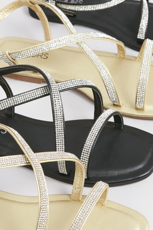 YOURS Curve Black Diamante Strap Sandals In Wide E Fit & Extra Wide EEE Fit | Yours Clothing  6